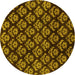 Round Abstract Yellow Modern Rug, abs185yw