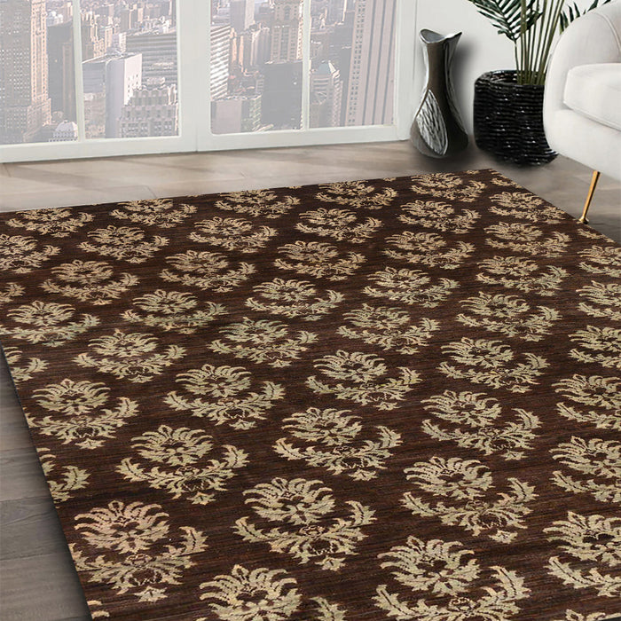 Abstract Red Modern Rug in Family Room, abs185