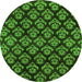 Round Machine Washable Abstract Green Modern Area Rugs, wshabs185grn