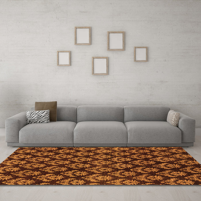 Machine Washable Abstract Orange Modern Area Rugs in a Living Room, wshabs185org