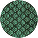 Round Abstract Turquoise Modern Rug, abs185turq