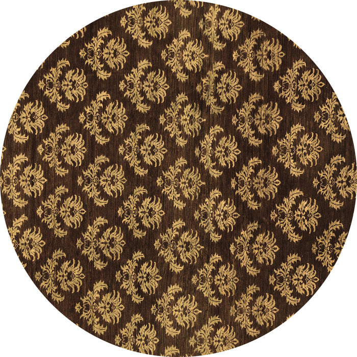Round Machine Washable Abstract Brown Modern Rug, wshabs185brn