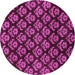 Round Machine Washable Abstract Pink Modern Rug, wshabs185pnk