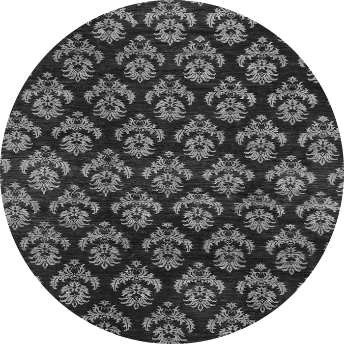 Round Machine Washable Abstract Gray Modern Rug, wshabs185gry