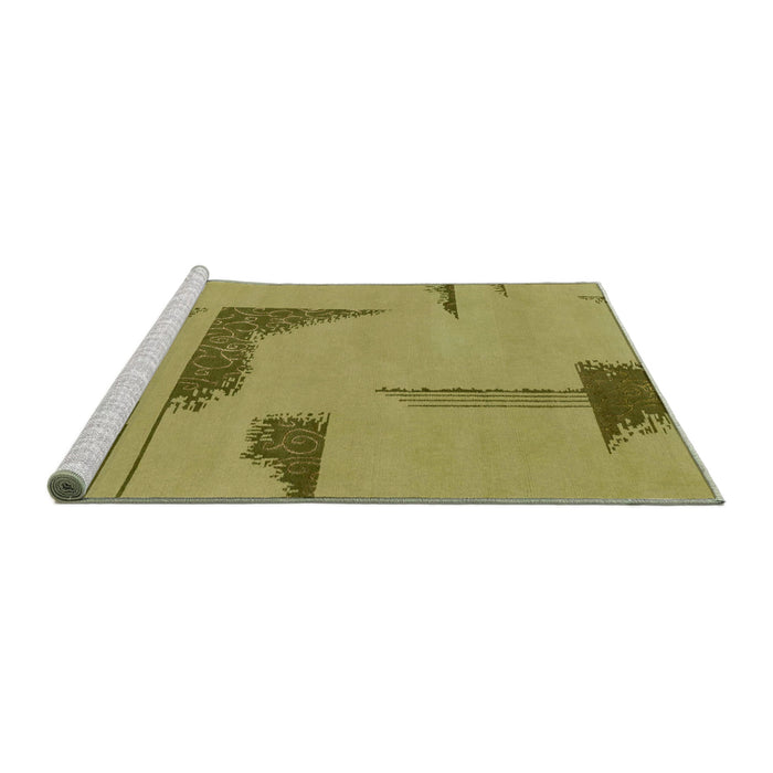 Sideview of Machine Washable Abstract Dark Golden Brown Rug, wshabs1860