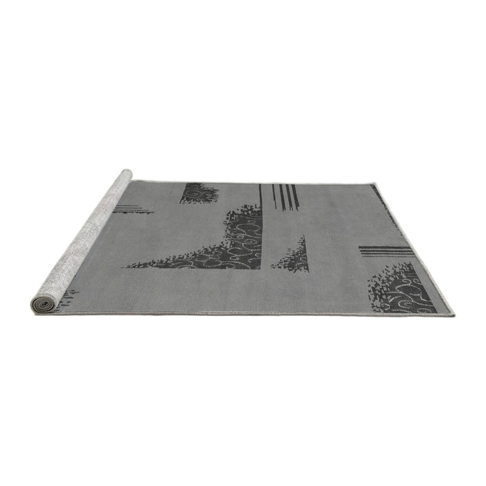 Sideview of Machine Washable Abstract Gray Modern Rug, wshabs1860gry