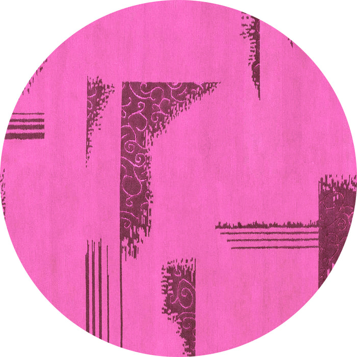 Round Abstract Pink Modern Rug, abs1860pnk