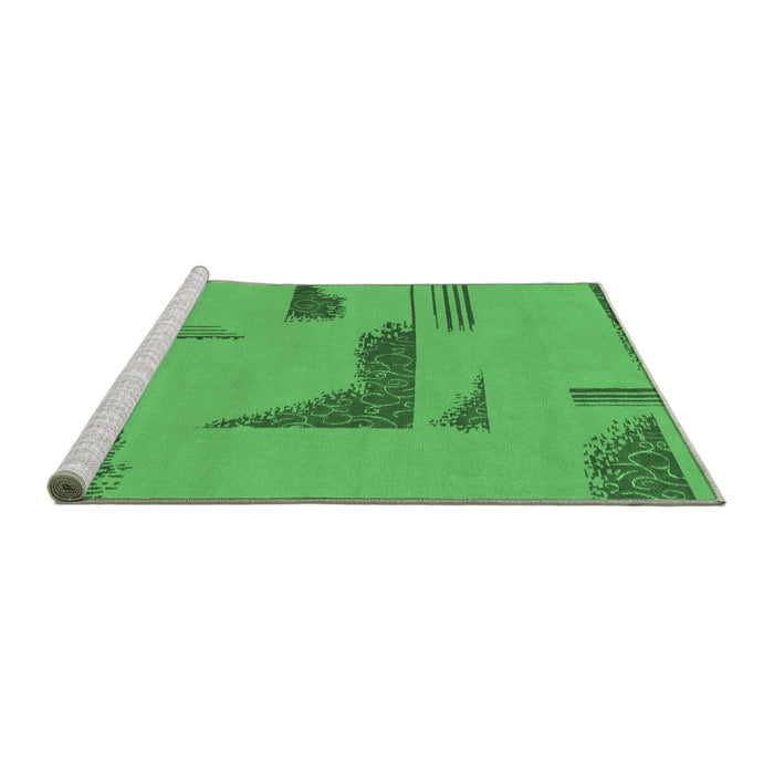 Sideview of Machine Washable Abstract Emerald Green Modern Area Rugs, wshabs1860emgrn