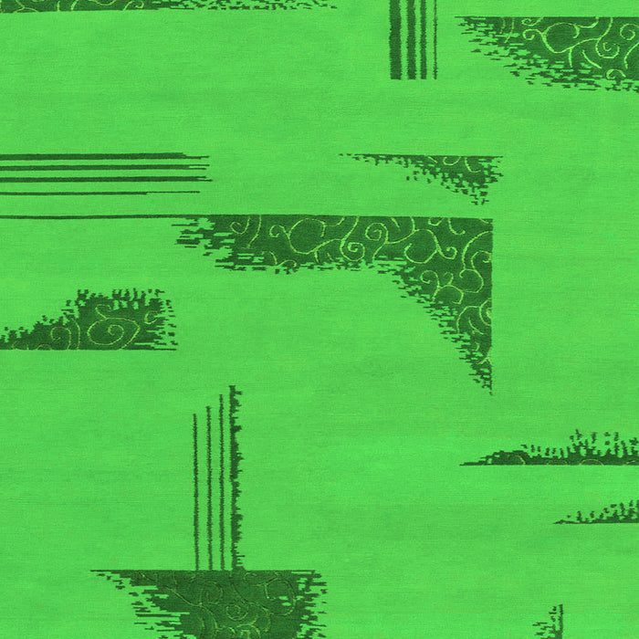 Square Machine Washable Abstract Green Modern Area Rugs, wshabs1860grn