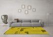 Machine Washable Abstract Yellow Modern Rug in a Living Room, wshabs1860yw