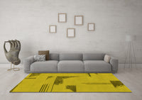 Machine Washable Abstract Yellow Modern Rug, wshabs1860yw