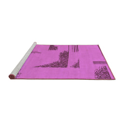 Sideview of Machine Washable Abstract Purple Modern Area Rugs, wshabs1860pur