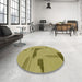 Round Abstract Dark Brown Modern Rug in a Office, abs1860