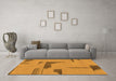 Machine Washable Abstract Orange Modern Area Rugs in a Living Room, wshabs1860org