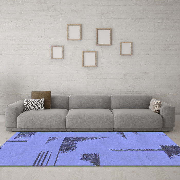 Machine Washable Abstract Blue Modern Rug in a Living Room, wshabs1860blu
