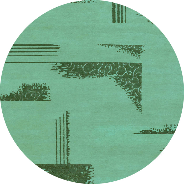 Round Abstract Light Blue Modern Rug, abs1860lblu