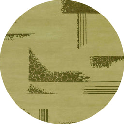 Round Abstract Dark Brown Modern Rug, abs1860