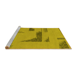Sideview of Machine Washable Abstract Yellow Modern Rug, wshabs1860yw