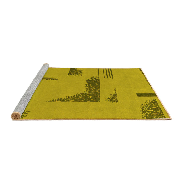 Sideview of Machine Washable Abstract Yellow Modern Rug, wshabs1860yw