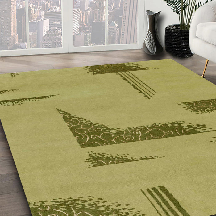 Abstract Dark Brown Modern Rug in Family Room, abs1860