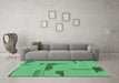 Machine Washable Abstract Turquoise Modern Area Rugs in a Living Room,, wshabs1860turq