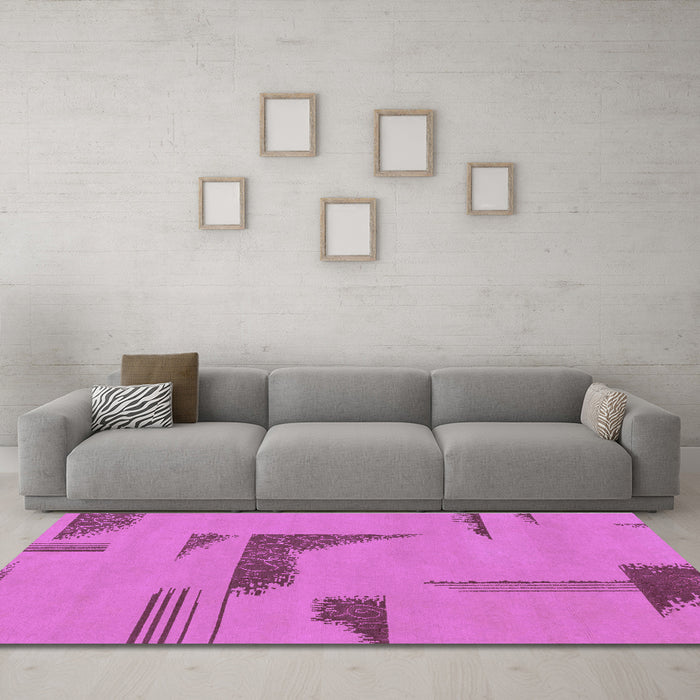 Machine Washable Abstract Purple Modern Area Rugs in a Living Room, wshabs1860pur