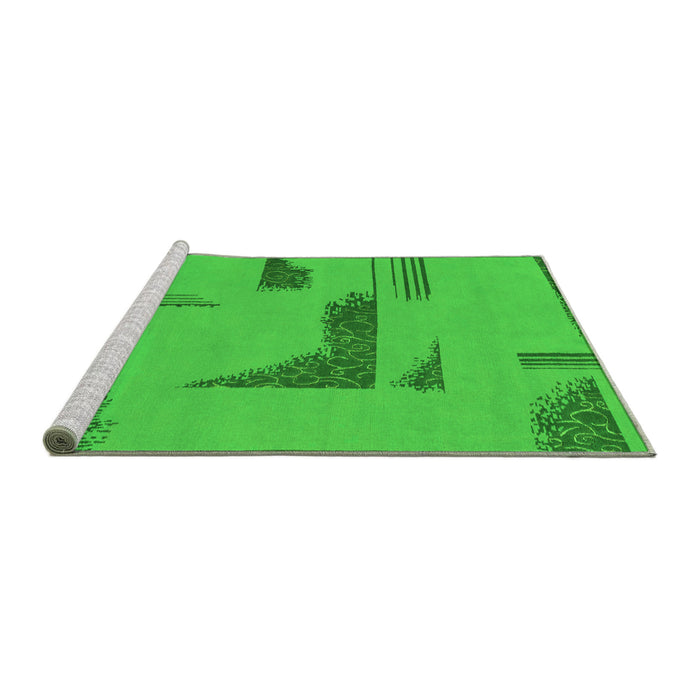 Sideview of Machine Washable Abstract Green Modern Area Rugs, wshabs1860grn