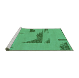 Sideview of Machine Washable Abstract Turquoise Modern Area Rugs, wshabs1860turq