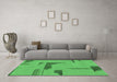 Machine Washable Abstract Emerald Green Modern Area Rugs in a Living Room,, wshabs1860emgrn