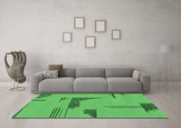 Machine Washable Abstract Emerald Green Modern Rug, wshabs1860emgrn