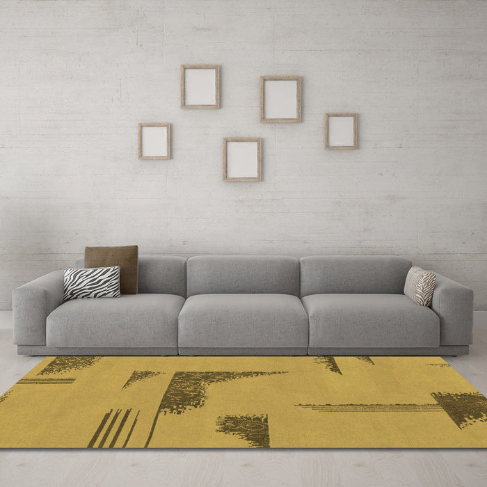 Machine Washable Abstract Brown Modern Rug in a Living Room,, wshabs1860brn