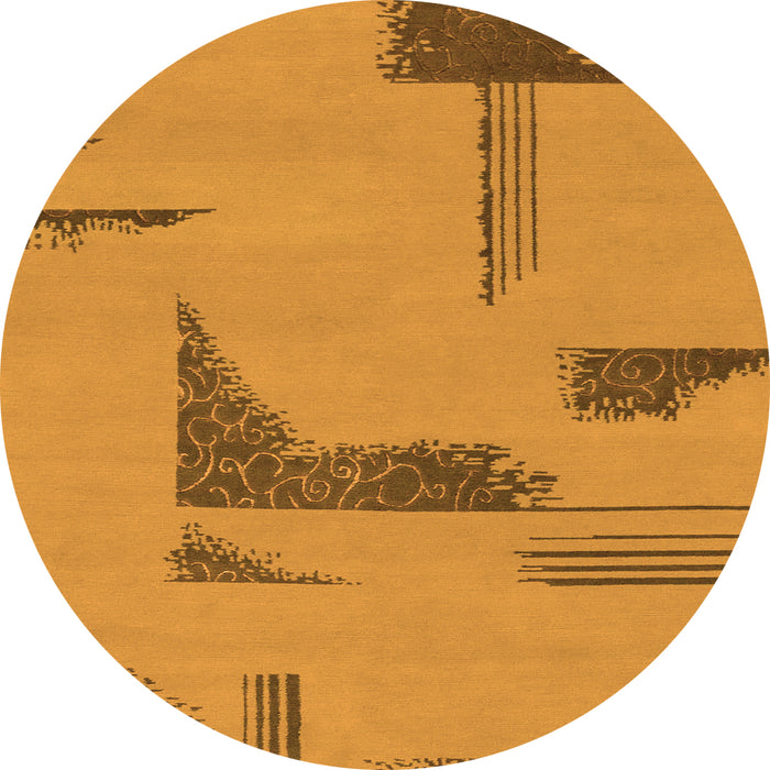 Round Abstract Orange Modern Rug, abs1860org