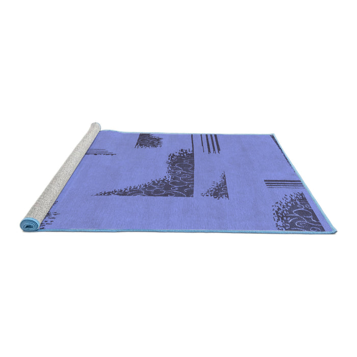 Sideview of Machine Washable Abstract Blue Modern Rug, wshabs1860blu