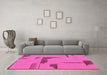 Machine Washable Abstract Pink Modern Rug in a Living Room, wshabs1860pnk