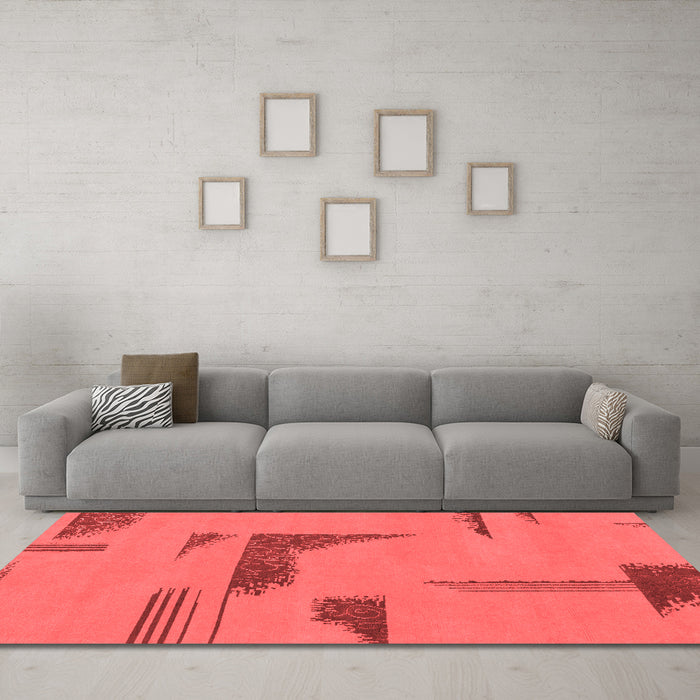 Modern Red Washable Rugs