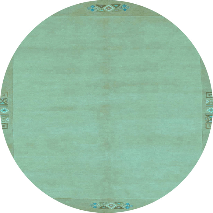 Round Machine Washable Abstract Light Blue Modern Rug, wshabs1861lblu