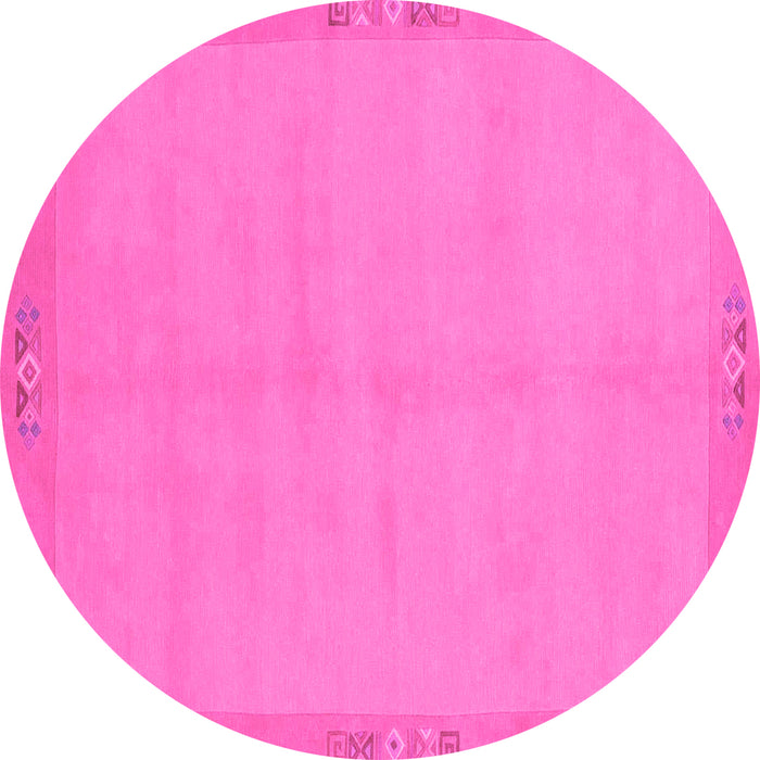 Round Machine Washable Abstract Pink Modern Rug, wshabs1861pnk