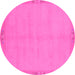 Round Machine Washable Abstract Pink Modern Rug, wshabs1861pnk