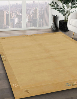 Machine Washable Abstract Yellow Rug in a Family Room, wshabs1861