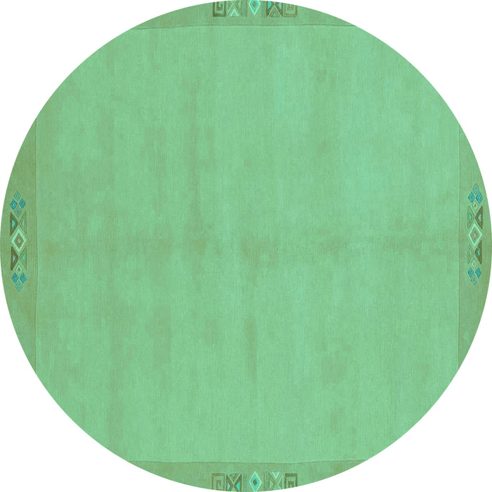 Round Abstract Turquoise Modern Rug, abs1861turq