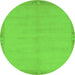 Round Machine Washable Abstract Green Modern Area Rugs, wshabs1861grn