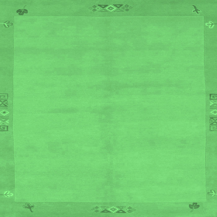 Square Machine Washable Abstract Emerald Green Modern Area Rugs, wshabs1861emgrn
