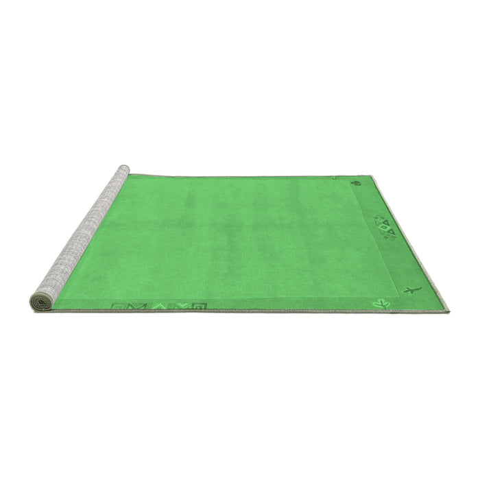 Sideview of Machine Washable Abstract Emerald Green Modern Area Rugs, wshabs1861emgrn
