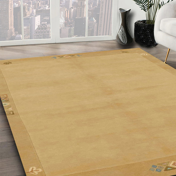 Abstract Yellow Modern Rug in Family Room, abs1861