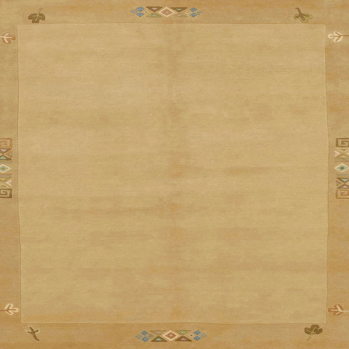 Square Machine Washable Abstract Yellow Rug, wshabs1861