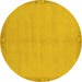 Round Machine Washable Abstract Yellow Modern Rug, wshabs1861yw