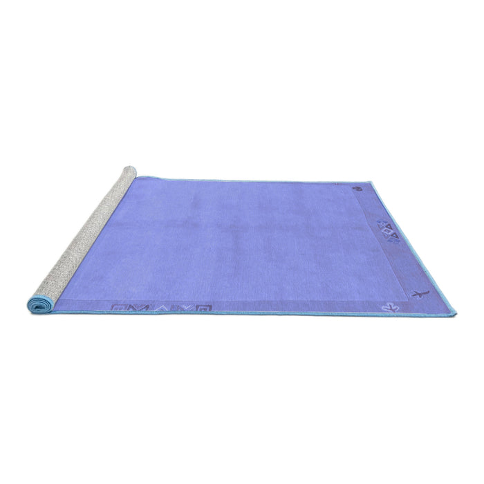 Sideview of Machine Washable Abstract Blue Modern Rug, wshabs1861blu