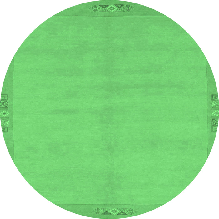 Round Abstract Emerald Green Modern Rug, abs1861emgrn
