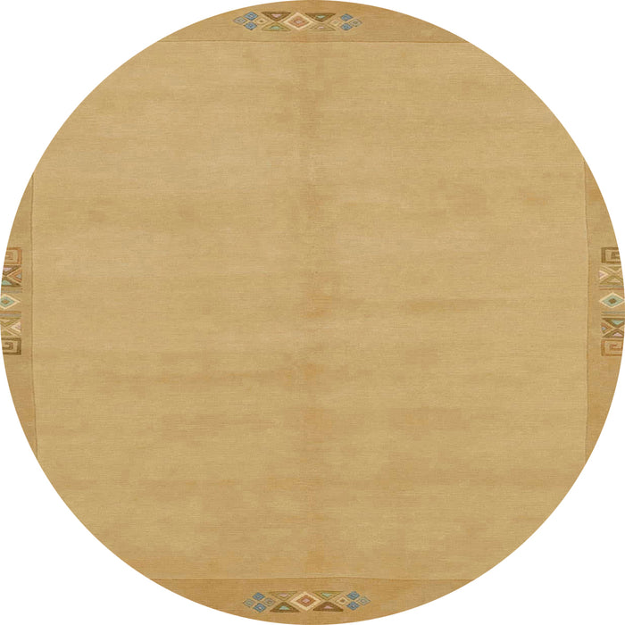 Round Machine Washable Abstract Yellow Rug, wshabs1861