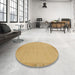 Round Machine Washable Abstract Yellow Rug in a Office, wshabs1861